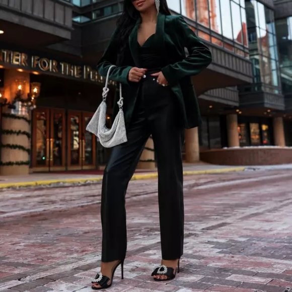 EXPRESS: Velvet Double Breasted Shawl Collar Blazer - Picture 4 of 7